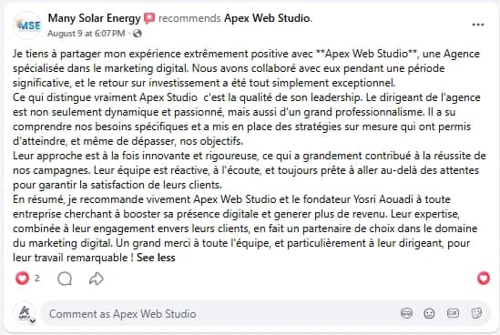 Recommandation Many Solar Energy sur Facebook